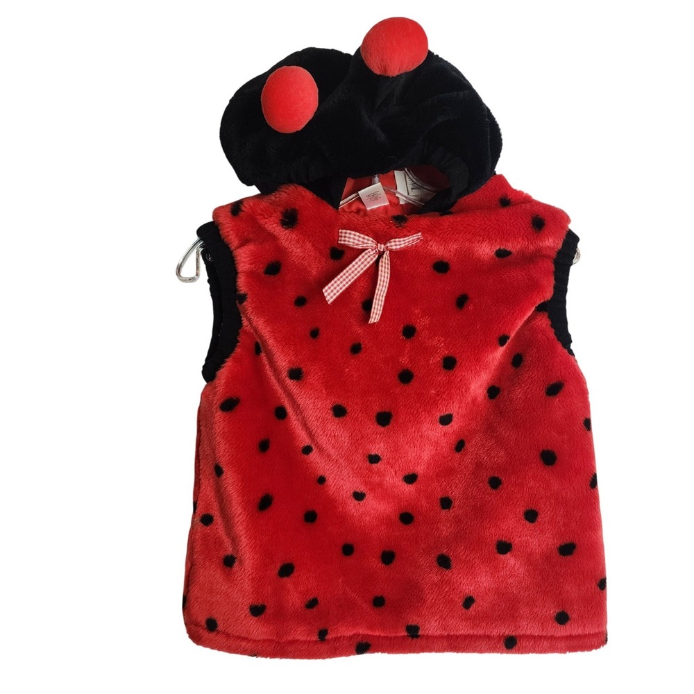 Celebration Halloween Kids Ladybug Plush Hooded Costume‎ Vest Red Black Large